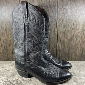 Dan Post Men's Milwaukee R Toe Boots US 9.5 D Cowboy Black Leather White Stitch